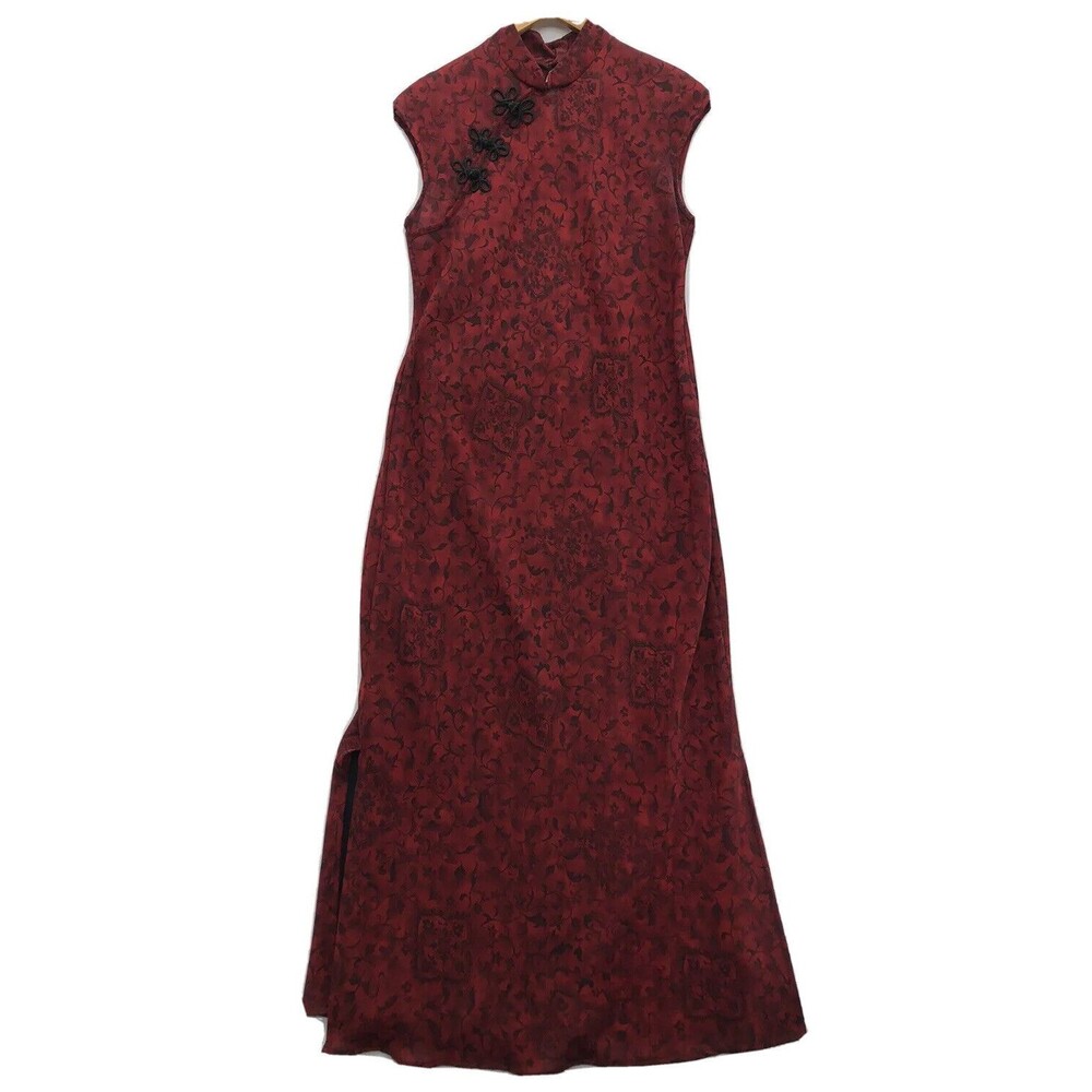 VTG Jessica Howard Grunge Dress Size 14 Punk Goth Petite Red Black Asian